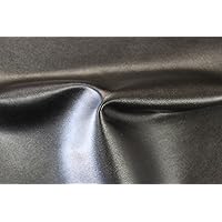 2-Way Stretch Black Faux Leather Fabric by The Yard