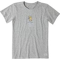 Life is Good Women's Standard Crusher T, Short Sleeve Cotton Graphic Tee Shirt, Rocket with Daisy, Flower Heather Gray, X-Large