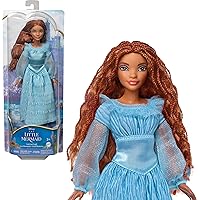 Mattel Disney The Little Mermaid Ariel Fashion Doll on Land in Signature Blue Dress, Toys Inspired by Disney’s The Little Mermaid