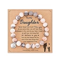 HGDEER Gifts for Daughter/Granddaughter/Niece/Daughter in Law/Son Valentines Day Gifts Natural Stone Sweet Heart Bracelet from Mom Dad Grandma Aunt