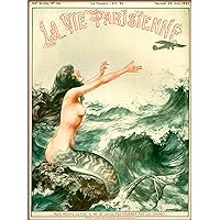 1927 La Vie Parisienne The Mermaid and the Airplane French Nouveau from a Magazine France Travel Advertisement Collectible Wall Decor Picture Art Poster Print. Poster measures 10 x 13.5 inches