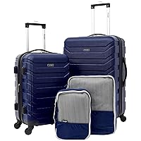 Wrangler 4 Piece Elysium Luggage and Packing Cubes Set, Blue