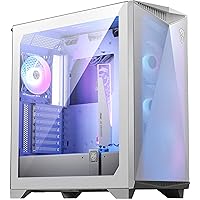 MSI Premium Mid-Tower PC Gaming Case – Tempered Glass Side Panel – 4X ARGB 120mm Fan – Liquid Cooling Support up to 360mm Radiator x 1 – Cable Management System – MPG GUNGNIR 300R Airflow White