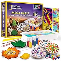 National Geographic Paint Marbling Arts & Crafts Kit - Water Marbling Paint Art Kit for Kids, Create 12 Sheets of Marble Art with 6 Paints, Marbling