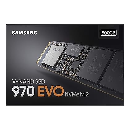 SAMSUNG (MZ-V7E500BW) 970 EVO SSD 500GB - M.2 NVMe Interface Internal Solid State Drive with V-NAND Technology, Black/Red