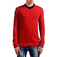 Just Cavalli Men's Alpaca Red V-Neck Sweater US M IT 50