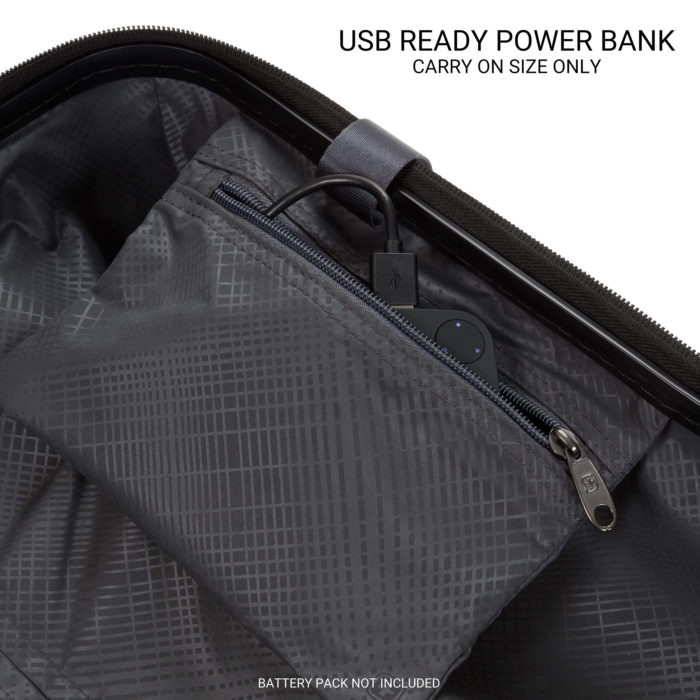 SwissGear 7910 Hardside Expandable Luggage with Spinner Wheels, TSA Lock and USB, Black, 2-Piece Set (20/27)