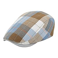 Men's Newsboy Hat Flat Ivy Gatsby Cap Adjustable Colourful Plaid Driving Cap