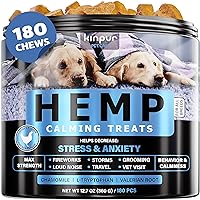 Natural Calming Chews for Dogs with Hemp Oil and Valerian Root - Aid during Fireworks, Thunderstorms, Separation - Hip and Joint Health - Dog Calming Treats with Chicken Flavor - All Breeds, 180 Chews