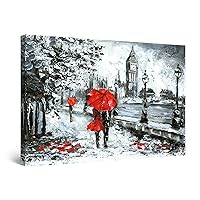 Startonight Canvas Wall Art Decor Black and White London Red Umbrella Painting for Living Room 32