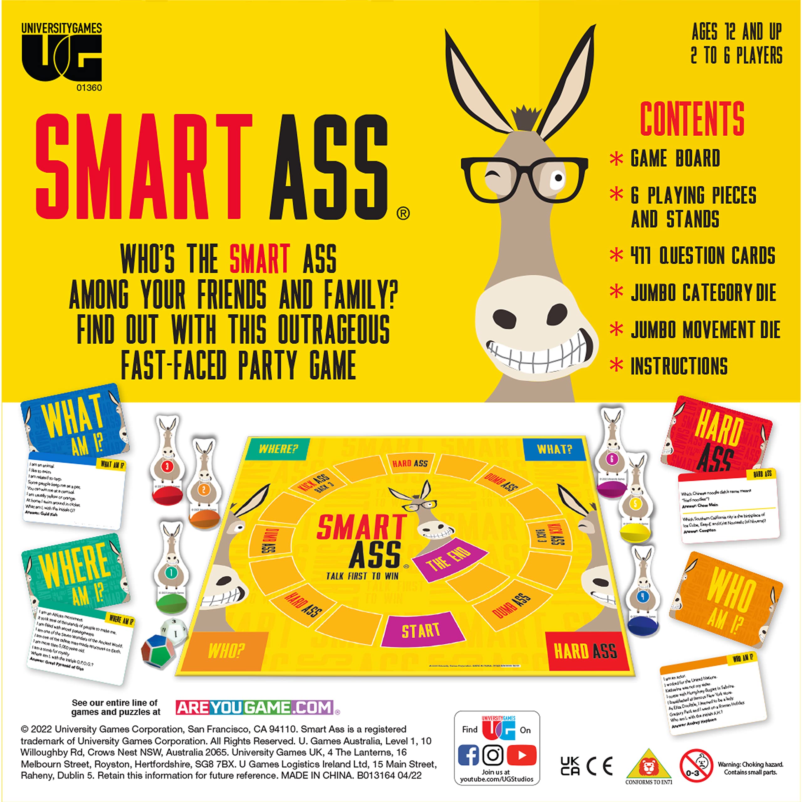 University Games, Smart Ass, The Ultimate Party Game, for Families and Adults Ages 12+, 2 to 6 Players