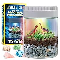 NATIONAL GEOGRAPHIC Dinosaur Terrarium Kit for Kids – Multicolor Light Up Terrarium Kit for Kids, Build a Dinosaur Habitat with Real Plants & Fossils, Science Kit, Dinosaur Toys for Kids, Kids Science