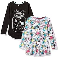 Amazon Essentials Girls and Toddlers' Long-Sleeve Tunic T-Shirts (Previously Spotted Zebra), Pack of 2