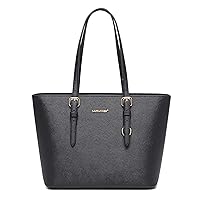 David Jones - Women's Shopping Handbag - Shoulder Bag - PU Leather Long Handle - Shopper Capacity Medium Size - Elegant City Bag - Black