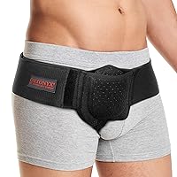 Inguinal Hernia Belt for Men and Women with Removable Compression Pad and Adjustable Waist Strap, Hernia Support Truss for Inguinal, Incisional Hernias, Left/Right Side - Black S/M