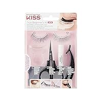 KISS Lash 11 False Eyelashes, Effortless', 12 mm, Includes 1 Pair Of Eyelash, Measuring Tool, Scissors, Lash Adhesive, Applicator, Mirror, Contact Lens Friendly, Easy to Apply, Reusable Strip Lashes