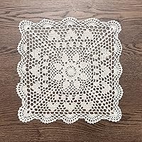 Farmhouse Centerpieces Crocheted Dresser Scarf Square Nightstand Protector 13inch Beige Color Placemat