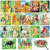 ZOIIWA 24 Pcs Reusable Water Painting Toy, Farm Animals Dementia Activities for Adults Seniors, Water Doodle Coloring Set with Painting Brush for Elderly Drawing Gifts