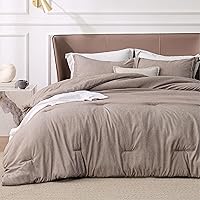 Bedsure Queen Comforter Set - Khaki Queen Size Comforter, Soft Bedding for All Seasons, Cationic Dyed Bedding Set, 3 Pieces, 1 Comforter (90