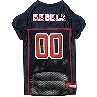 Pets First NCAA College Mississippi Rebels Mesh Jersey for DOGS & CATS, Large. Licensed Big Dog Jersey with your Favorite Football/Basketball College Team