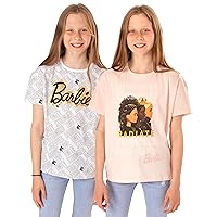 Barbie T-Shirt Girls 2 Pack Kids Inspiring Doll Logo Pink White Top