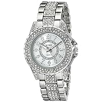 Accutime XOXO Women's Analog Watch with Silver-Tone Case, Rhinestone Bezel/Dial/Band, Silver-Tone Sunray Dial - Official XOXO Woman's Watch, Jewelry-Clasp Closure - Model: XO5746