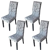 Chair Covers for Dining Room Set of 4 Pack Slipcovers High Back Chairs Cover Stretch Slipcover Grey Lotus