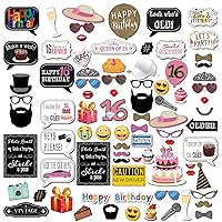 Sweet 16 Photo Booth Props Mega Pack with 82 Pieces
