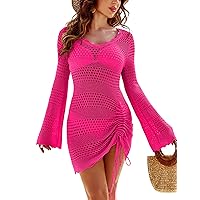 Blooming Jelly Womens Swimsuit Coverup Crochet Swim Bathing Suit Cover Ups Backless Swimwear Beach Dress 2024