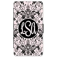 iPhone 11 Pro, Phone Wallet Case Compatible with iPhone 11 Pro [5.8 inch] Pink Floral Lace Damask Monogrammed Personalized Protective Case IP11PW