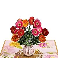 Pop Up Card, Greeting Card, Gerbera Bouquet Flowers, For Mother's Day, Fathers Days, Anniversary Card, Birthday Card, Love Card, Valentine Cards, Thank You Card, All Occasions