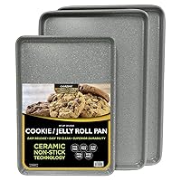 casaWare 3pc Ultimate Commercial Weight Cookie Sheet Set, Two 15 x 10-Inch Pans, One 13 x 9-Inch-Inch Pan (Silver Granite)