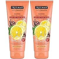 Freeman Clearing Peel Off Clay Facial Mask, Cleansing and Oil Absorbing Beauty Face Mask with Sweet Tea and Lemon, 6 oz, 2 Pack