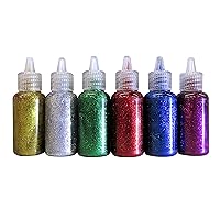 BAZIC 6 Color Glitter Glue Set 20 Milliliter Bottles - Classic Colors - Green, Gold, red, Silver, Blue, and Purple