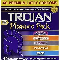 Trojan Pleasure Pack Premium Lubricated Latex Condoms, 40 Count