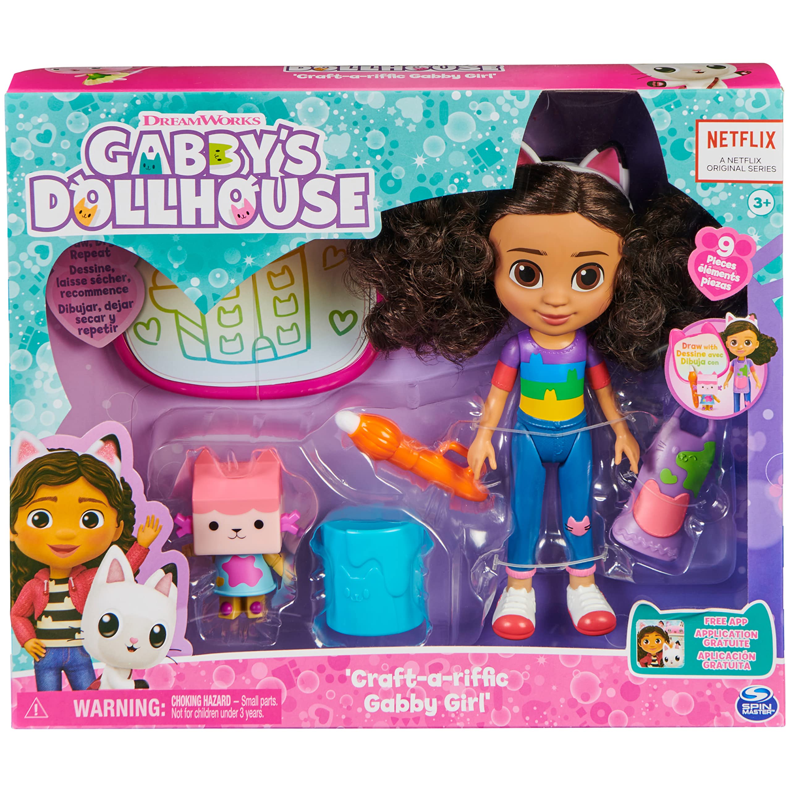 Gabby’s Dollhouse, Gabby Deluxe Craft Dolls and Accessories with Water Pad and Water Brush Pen, Kids Toys for Girls and Boys Ages 3 and up