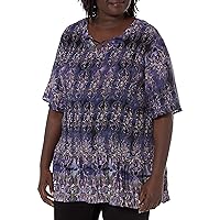 Avenue PLUS SIZE TUNIC CLAIRVILLE PLT IN MOODY MOMENT BORDER, SIZE 20