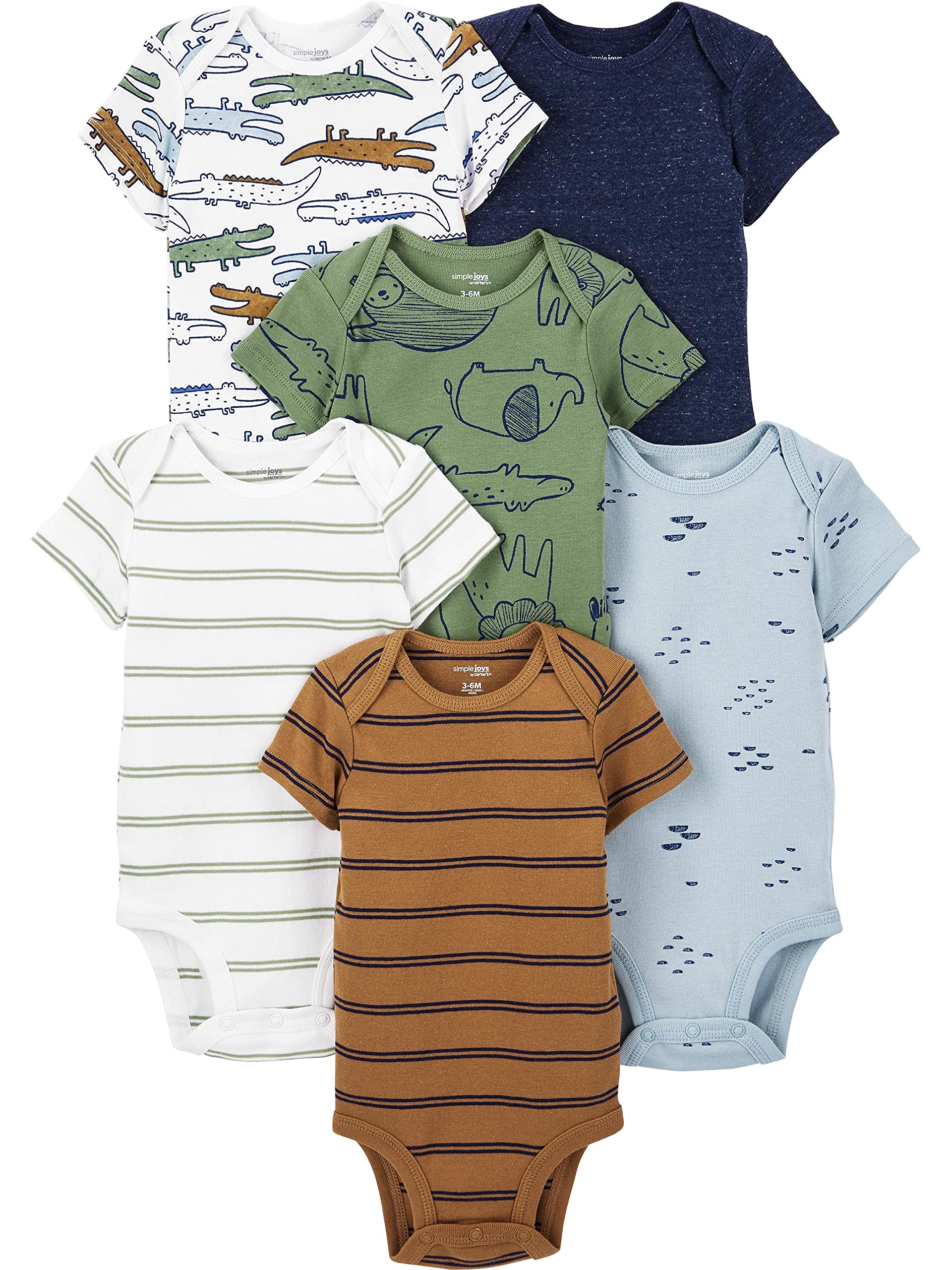 Simple Joys by Carter's Baby Boys' Short-Sleeve Bodysuit, Pack of 6