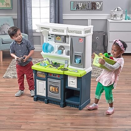 Step2 Lifestyle Custom Kitchen Set for Kids – Includes 20+ Toy Kitchen Accessories, Interactive Features for Realistic Pretend Play – Indoor/Outdoor Toddler Playset – Dimensions 41.5