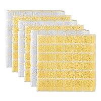 DII Basic Terry Collection Windowpane Dishcloth Set, 12x12, Yellow, 6 Piece