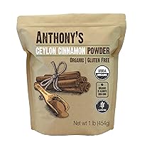 Anthony's Organic Ceylon Cinnamon Powder, 1 lb, Ground, Gluten Free, Non GMO, Non Irradiated, Keto Friendly