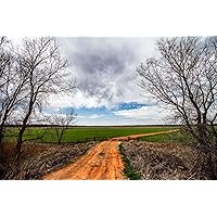 Country Photography Print (Not Framed) Picture of Dirt Road Leading to Pasture and Memories on Farm on Spring Day in Oklahoma Nostalgic Wall Art Farmhouse Decor (5