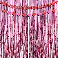 KatchOn, Pink Backdrop for Pink Party Decorations - XtraLarge 8x3.2 Feet, Pack of 2 | Glitter Red Happy Galentines Day Banner - 10 Feet, No DIY | Pink Foil Fringe | Happy Galentines Day Decorations
