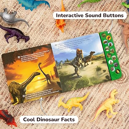 Li'l-Gen Dinosaur Toys for Kids 3-5 - Interactive Dinosaur Sound Book w/Realistic Roars & 12 Large Dinosaur Toys (7