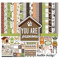 Brown Green Dog Theme Collection Double,Sided Scrapbook Paper Kit Cardstock 12