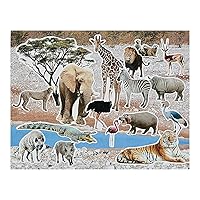 Safari Realistic Sticker Scene - 12 Pieces - Educational and Learning Activities for Kids