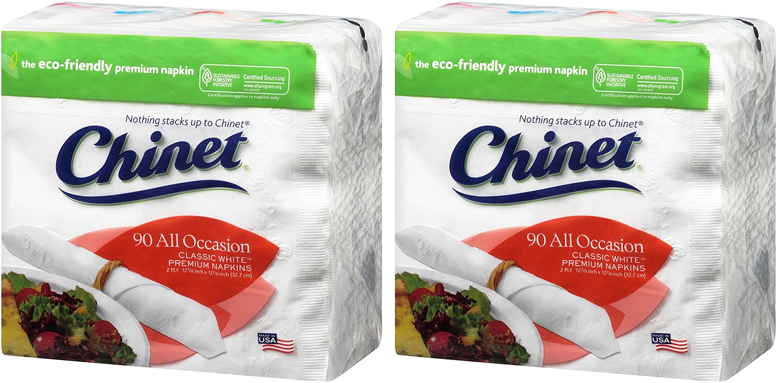 Chinet Classic White 2-Ply Napkins, 90 Count - Pack of 2