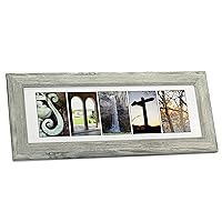 Personalized Framed Name Sign with Nature Related Alphabet Photographs including Driftwood Self Standing Frame