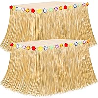 Luau Party Decorations, 2PCS Gold Hawaiian Themed Table Skirt Party Decorations, Flower 108 X 29.5
