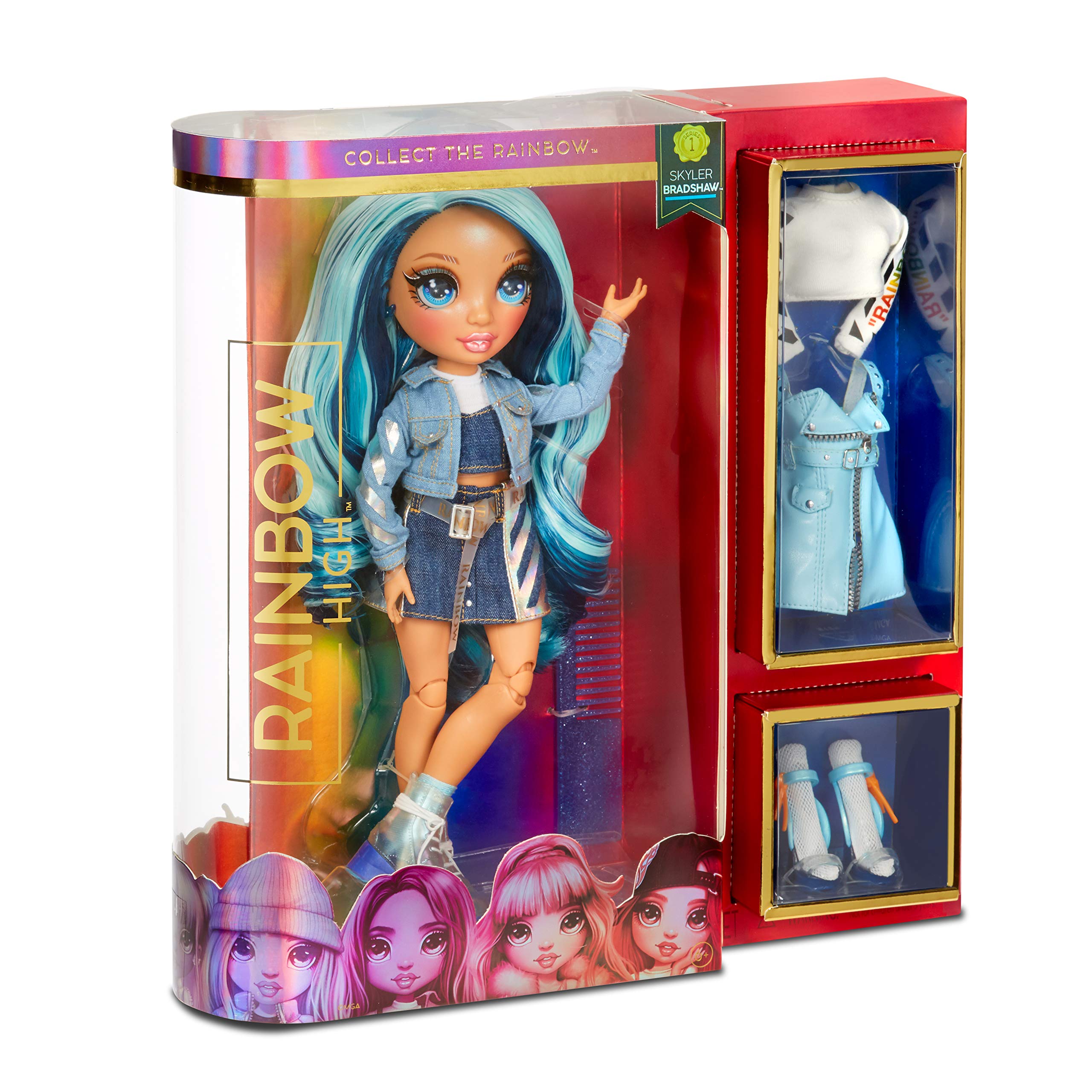Rainbow High Rainbow Surprise Skyler Bradshaw - Blue Clothes Fashion Doll with 2 Complete Mix & Match Outfits and Accessories, Toys for Kids 4 to 15 Years Old